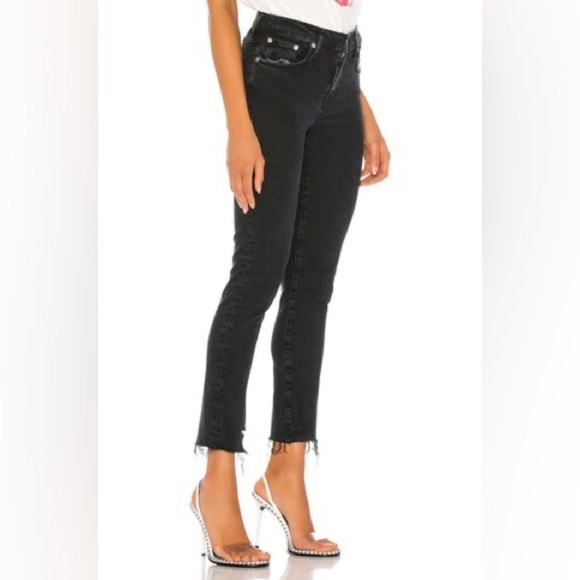 Agolde Toni Midrise Straight Jeans Size 26 Distressed Black - Picture 1 of 16